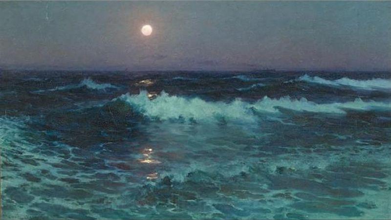 Lionel Walden Moonlight, oil painting by Lionel Walden, Spain oil painting art